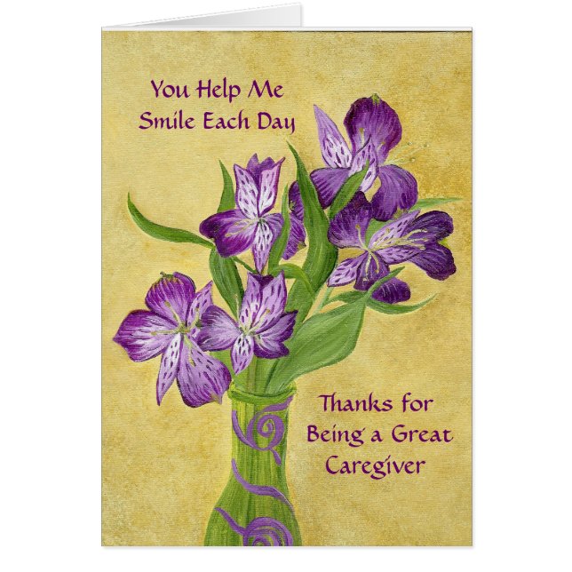 Caregiver Card with Purple Flowers (Front)