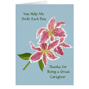 Caregiver Card with Stargazer Lilies