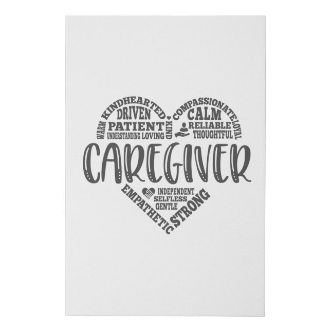 Caregiver, Care giver heart design Faux Canvas Print (Front)