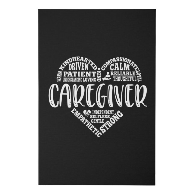 Caregiver, Care giver heart design Faux Canvas Print (Front)