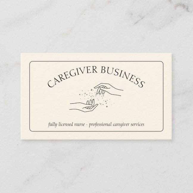 Caregiver Caregiving Adult Outpatient Nurse Hands Business Card