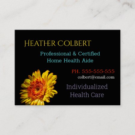 Caregiver  Cheerful  Flower Happy Professional  Bu Business Card