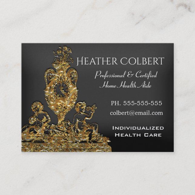 Caregiver  Cherub and Time  Professional Business Card (Front)