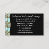 Caregiver Cute Professional Business Card (Back)