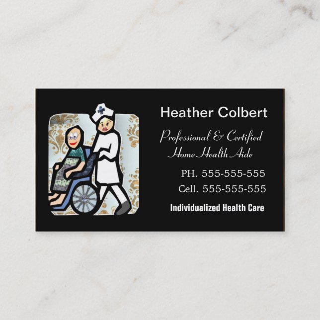 Caregiver Cute Professional Business Card (Front)