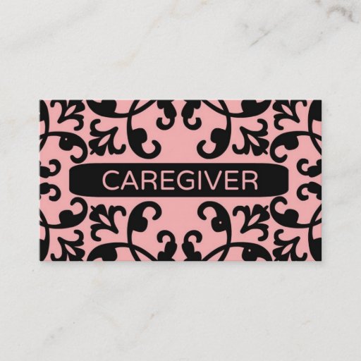 Customizable Caregiver Damask Business Card