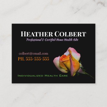 Caregiver Floral Elegant Resting Rose Business Card by LiquidEyes at Zazzle