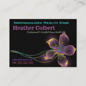 Caregiver Floral Friendly Helper Business Card by LiquidEyes at Zazzle
