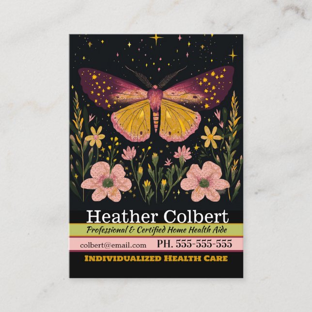 Caregiver Fluttering Necessary Assistance  Business Card (Front)