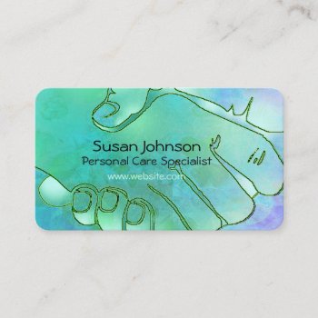 Caregiver Hands Harmony Blue And Green Business Card by profilesincolor at Zazzle