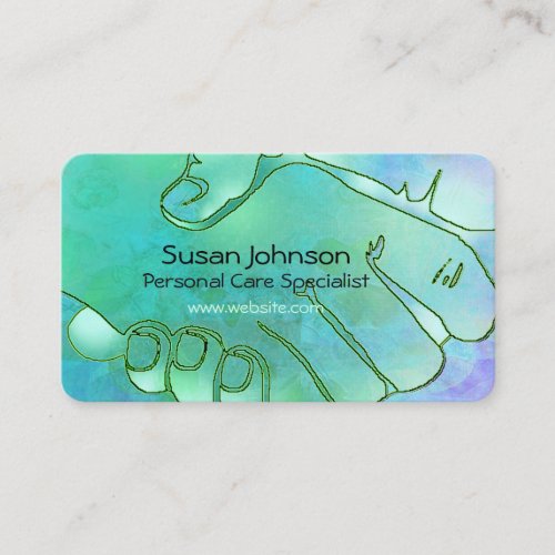 Caregiver Hands Harmony Blue and Green Business Card