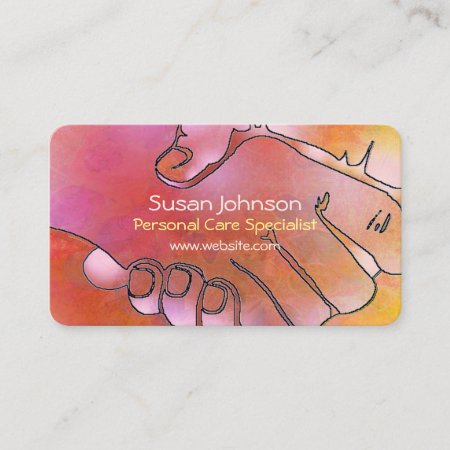 Caregiver Hands Harmony Pink And Orange Business Card