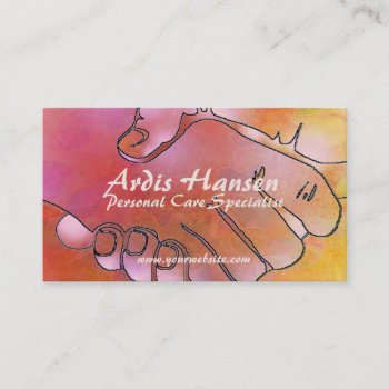 Caregiver Hands Harmony Pink And Yellow Business Card by profilesincolor at Zazzle