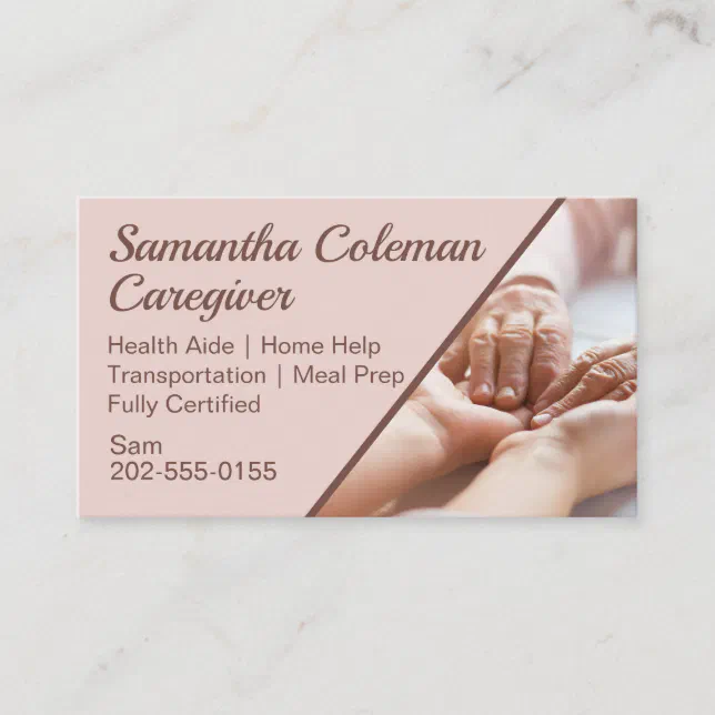 Caregiver home help business card zazzle