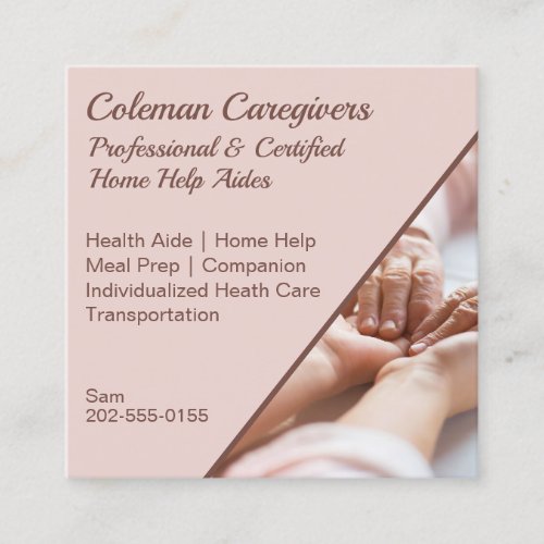 Caregiver Home Help Companionship Square Business Card