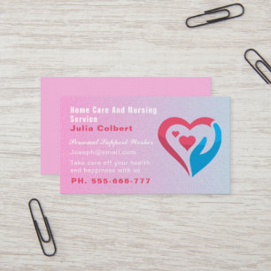 Caregiver Home Help Companionship Square pink Business Card