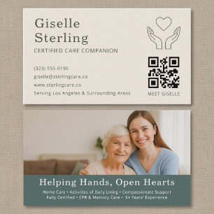 Caregiver Home Help QR Code Certified Support Business Card