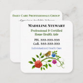 Caregiver Little Bird Helper Square Professional Square Business Card (Front/Back)