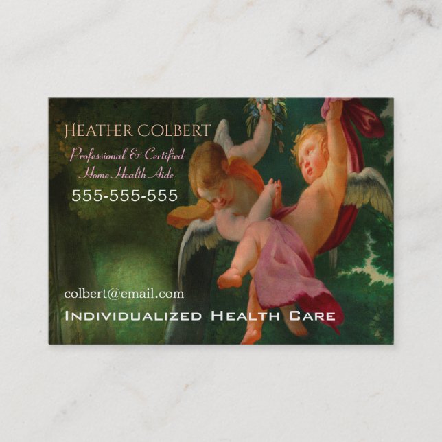 Caregiver Lovely Cherub Professional Business Card (Front)