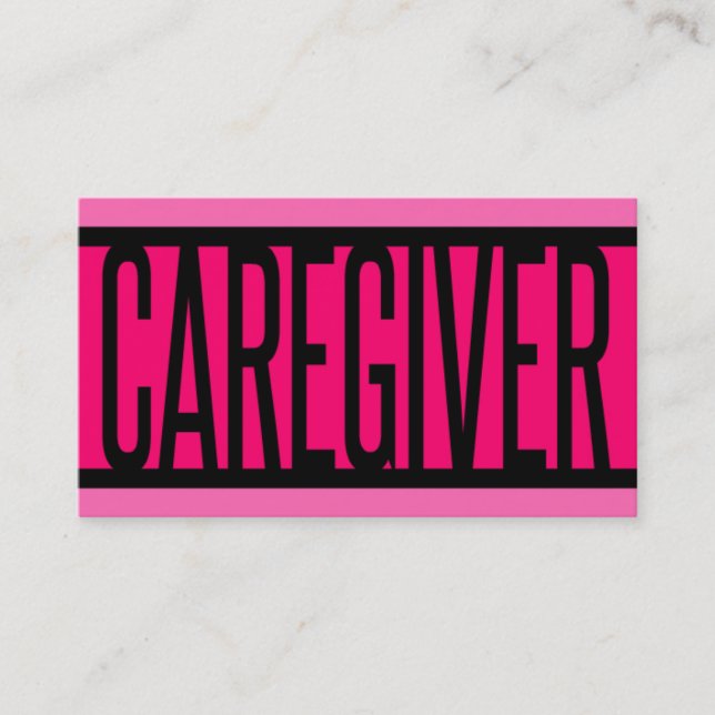 Caregiver Pink Striped Business Card (Front)
