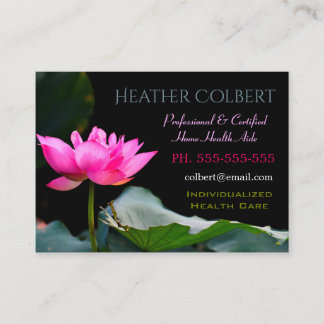 Caregiver Pretty Pink Flower Happy Professional Business Card