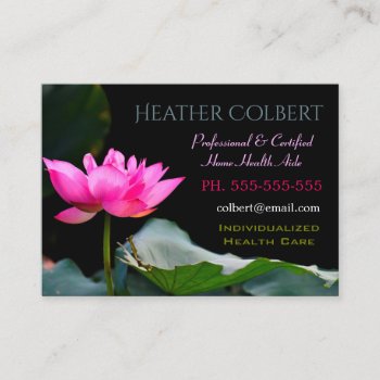 Caregiver  Pretty Pink Flower Happy Professional Business Card by LiquidEyes at Zazzle