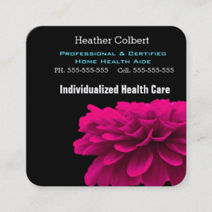 Caregiver Sophisticated Black Square Professional Business Card