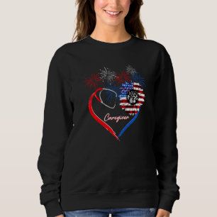 Caregiver Sunflower American Flag 4th Of July Sweatshirt