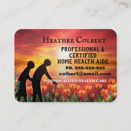 Caregiver Sunset Floral Professional Business Card