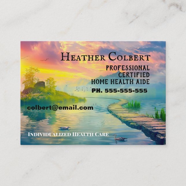 Caregiver Sunset Tranquil Peaceful Professional Business Card (Front)