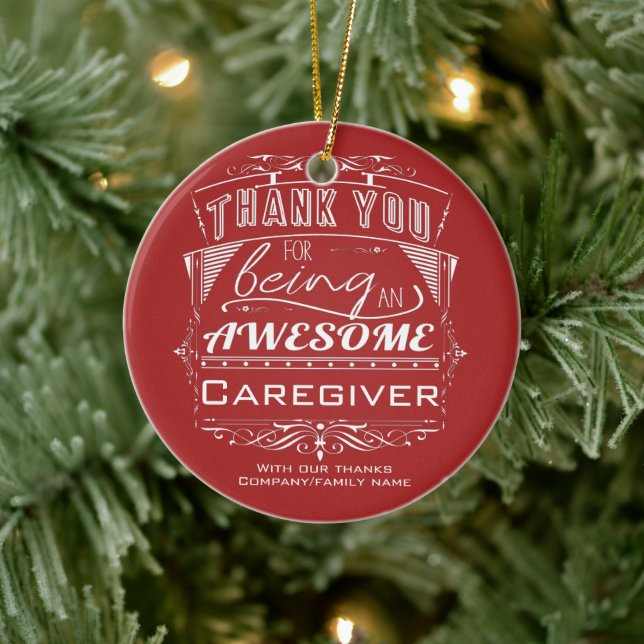 Caregiver Thank You Appreciation Ceramic Ornament (Tree)