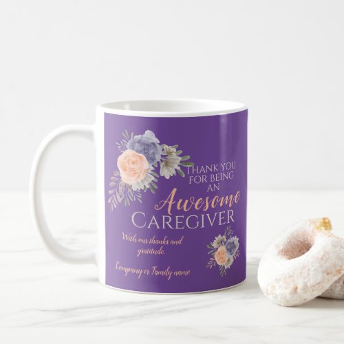 Caregiver Thank You Appreciation Floral Purple Coffee Mug