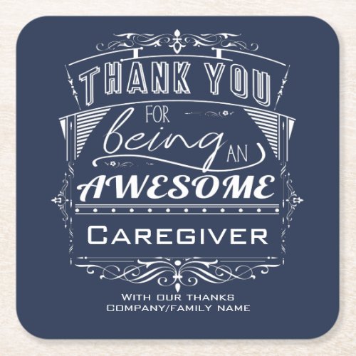 Caregiver Thank You Appreciation Square Paper Coaster