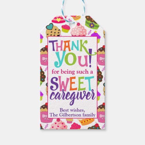 Caregiver Thank You Appreciation Sweet Cupcake Gift Tags