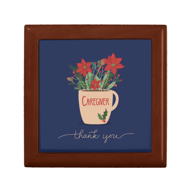 Caregiver Thank You at Christmas Poinsettias Gift Box (Front)