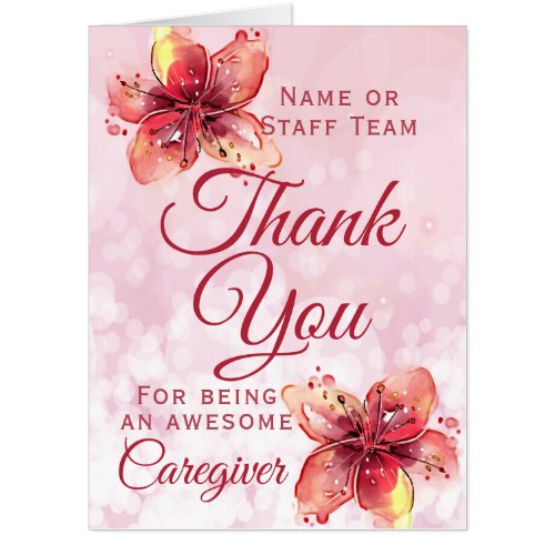 Caregiver Thank You Floral Lily Oversized Card