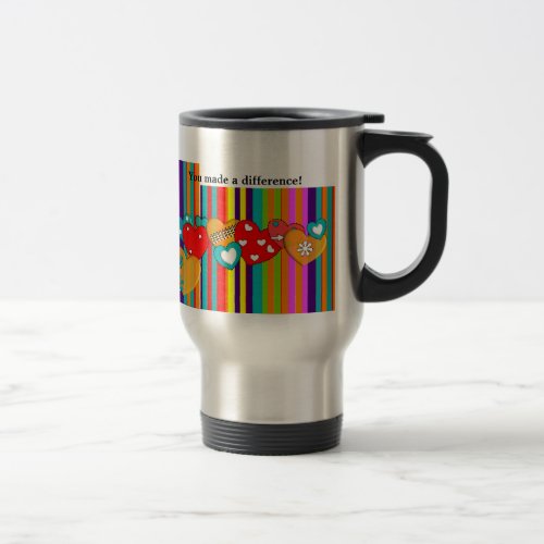 Caregiver Travel Mugs Hearts and Stripes