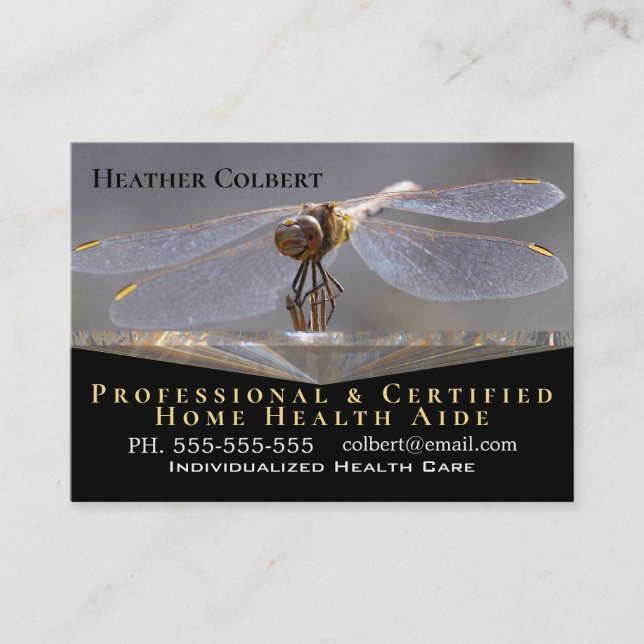 Caregiver Trust Dragonfly Beautiful Professional Business Card (Front)