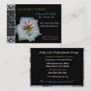 Caregiver Trusting Lily Floral Professional Business Card
