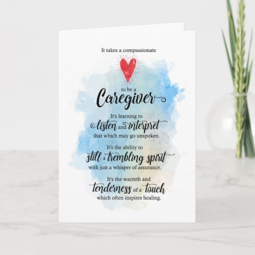 Caregiver Typographic Watercolor Thank You Card