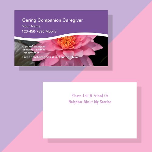 Caregiver Water Lily Business Cards