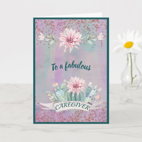 Caregiver Watercolor Cactus  Card