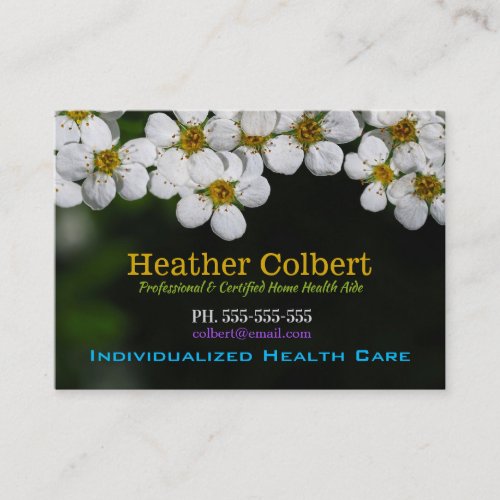 Caregiver White Petal Helper Business Card