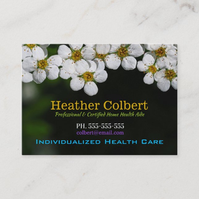 Caregiver White Petal Helper Business Card (Front)