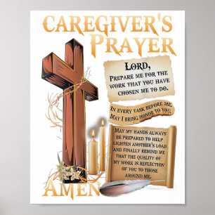 Caregivers Prayer Christian Cross Faith Hope Love Poster