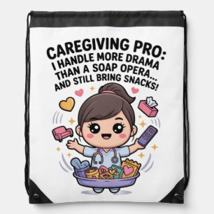 Caregiving Pro Funny Soap Opera Drama   Drawstring Bag