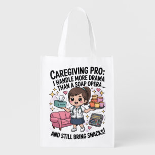 Caregiving Pro Funny Soap Opera Drama  Grocery Bag
