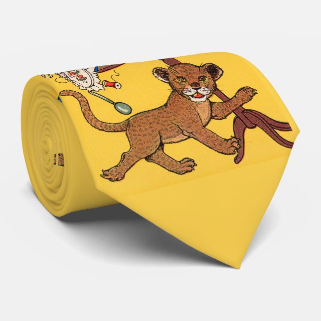 careless lion cub print neck tie (Rolled)