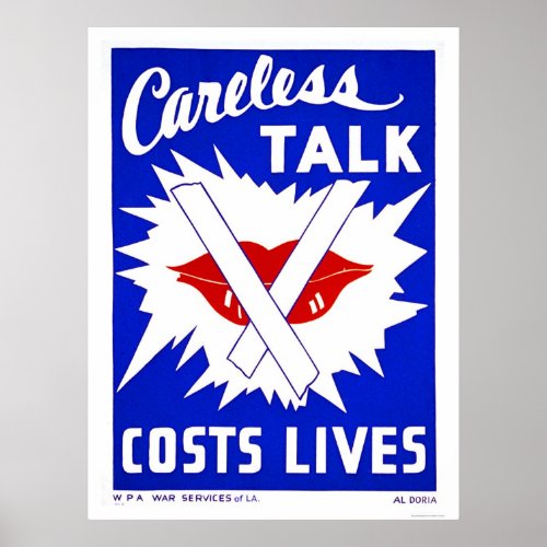 Careless Talk Costs Lives 1943 WPA Poster