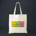Caren periodic table name tote bag<br><div class="desc">Caren spelled out as Ca Re N (Calcium Rhenium Nitrogen) on a bag for the scientist in you.</div>